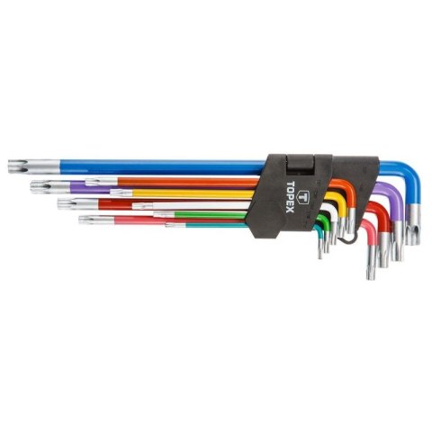 KLUCZE IMBUSOWE TORX DŁUGIE IMBUS KOLOROWE IMBUS 9 SZTUKT10-T50 TOPEX 35D969 KLUCZE IMBUSOWE TORX DŁUGIE IMBUS KOLOROWE IMBUS 9 SZTUKT10-T50 TOPEX 35D969