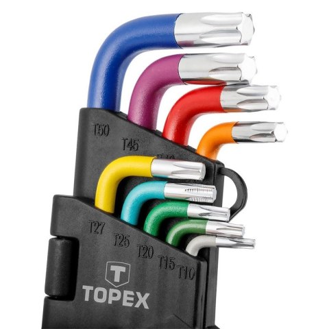 KLUCZE IMBUSOWE TORX DŁUGIE IMBUS KOLOROWE IMBUS 9 SZTUKT10-T50 TOPEX 35D969 KLUCZE IMBUSOWE TORX DŁUGIE IMBUS KOLOROWE IMBUS 9 SZTUKT10-T50 TOPEX 35D969