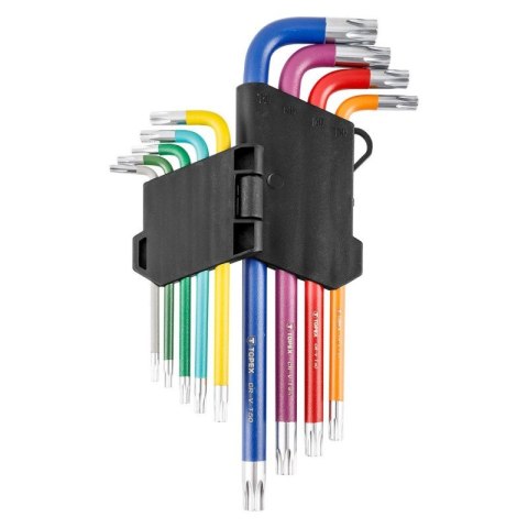 KLUCZE IMBUSOWE TORX DŁUGIE IMBUS KOLOROWE IMBUS 9 SZTUKT10-T50 TOPEX 35D969 KLUCZE IMBUSOWE TORX DŁUGIE IMBUS KOLOROWE IMBUS 9 SZTUKT10-T50 TOPEX 35D969
