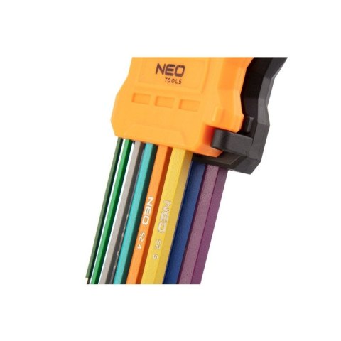 KLUCZE SZEŚCIOKĄTNE 1.5-10MM KOLOROWE IMBUSOWE Z KULKĄ DŁUGIE 09-512 NEO TOOLS KLUCZE SZEŚCIOKĄTNE 1.5-10MM KOLOROWE IMBUSOWE Z KULKĄ DŁUGIE 09-512 NEO TOOLS