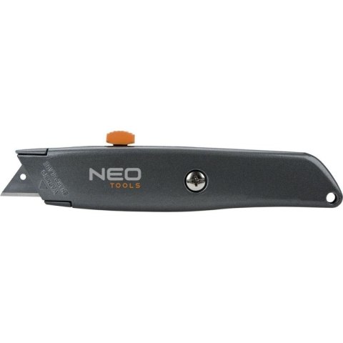 NÓŻ NOŻYK Z OSTRZEM TRAPEZOWYM CHOWANYM METALOWY KORPUS PROFESJONALNY NEO TOOLS 63-702 NÓŻ NOŻYK Z OSTRZEM TRAPEZOWYM CHOWANYM METALOWY KORPUS PROFESJONALNY NEO TOOLS 63-702
