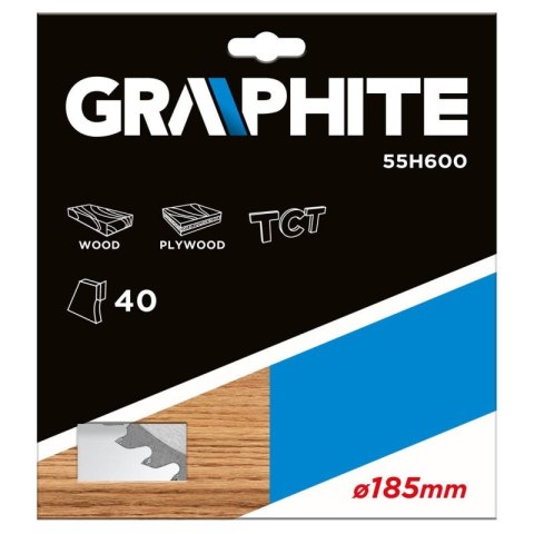Tarcza do pilarki widiowa 185 x 30 mm 40 zębów wykonana ze stopu stali manganowej GRAPHITE 55H600 Tarcza do pilarki widiowa 185 x 30 mm 40 zębów wykonana ze stopu stali manganowej GRAPHITE 55H600