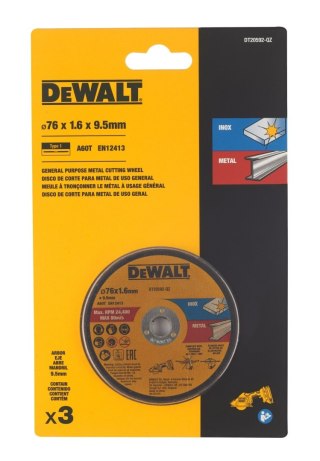 Tarcze do cięcia metalu Inox 76x1.6 Dewalt DT20592-QZ - 3 sztuki