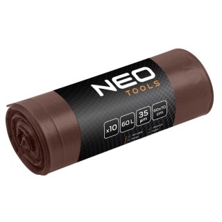 Worki na odpady 60 L, brązowe, 35 mic, 10 szt. 15-993 NEO TOOLS