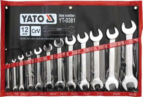 ZESTAW KLUCZY PŁASKICH NA PŁACHCIE KLUCZE PŁASKIE 6-32mm 12szt. YATO YT-0381
