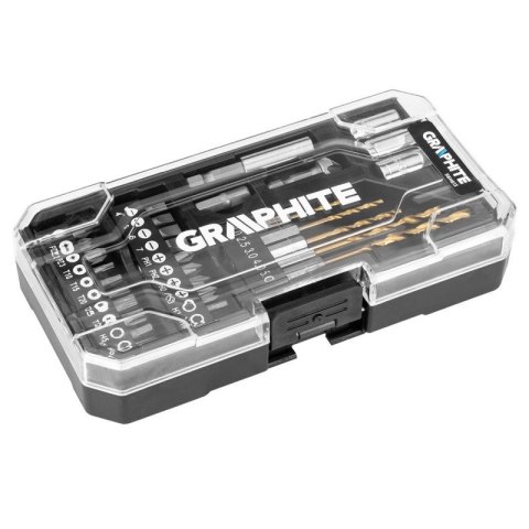 Zestaw Wierteł i Bitów nasadek 50 elementów do Drewna Betonu GRAPHITE 56H613