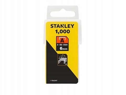 Zszywki do zszywacza srebrne stalowa typ A 6 mm (1000 szt.) STANLEY 1-TRA204T