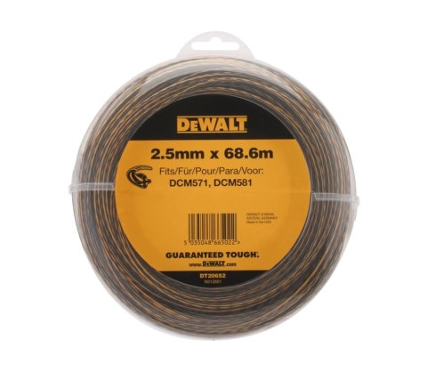 Żyłka do podkaszarki kosy 2.5mm x 68.6m do kosy spalinowej i podkaszarki DEWALT DT20652