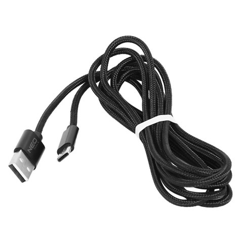 KABEL USB - USB typ C PRZEWÓD 2m CZARNY NYLONOWA OSŁONA NIE PLĄCZE SIĘ NEO KABEL USB - USB typ C PRZEWÓD 2m CZARNY NYLONOWA OSŁONA NIE PLĄCZE SIĘ NEO