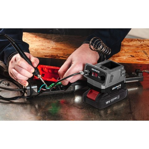 Lutownica Graphite 25 W, Stacja lutownicza Energy+ 18V, bez akumulatora GRAPHITE 58GE143 Lutownica Graphite 25 W, Stacja lutownicza Energy+ 18V, bez akumulatora GRAPHITE 58GE143