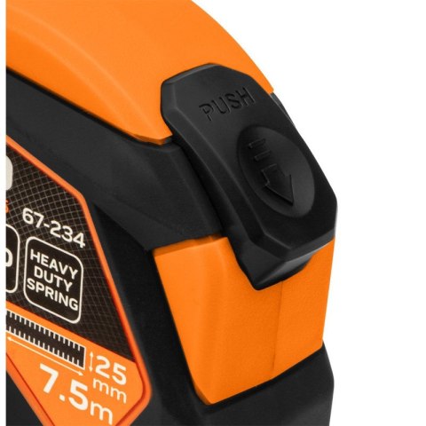 MIARA ZWIJANA STALOWA 7,5 M X 25 MM, AUTO BLOKADA, PRZYCISK STOP, MAGNES 67-234 NEO TOOLS MIARA ZWIJANA STALOWA 7,5 M X 25 MM, AUTO BLOKADA, PRZYCISK STOP, MAGNES 67-234 NEO TOOLS