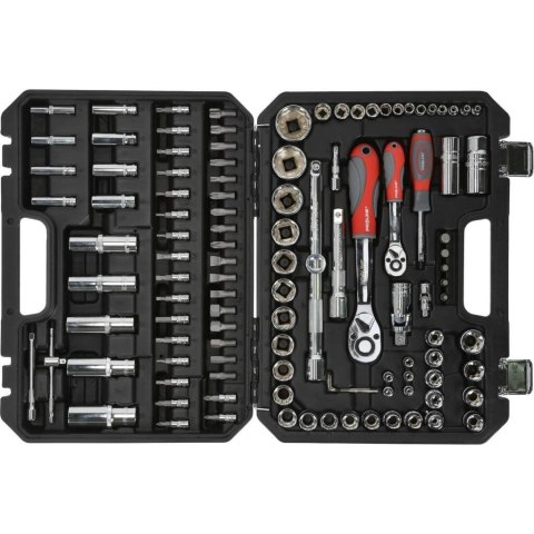 Zestaw nasadek 113 sztuk 12-kąt CRV S2 1/2" 1/4" narzędzia klucze nasadki komplet PROLINE 58113