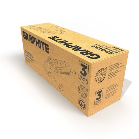 59G185 SZLIFIERKA KĄTOWA 900W, TARCZA 125 X 22.2 MM, OBROTY 3000-12000 MIN⁻¹ GRAPHITE 59G185 SZLIFIERKA KĄTOWA 900W, TARCZA 125 X 22.2 MM, OBROTY 3000-12000 MIN⁻¹ GRAPHITE