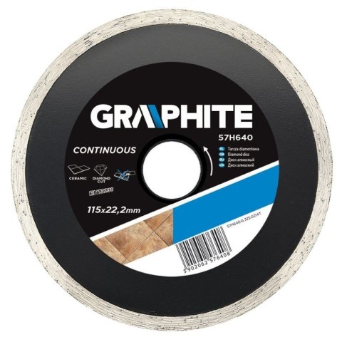 TARCZA DIAMENTOWA DO CIĘCIA GRESU CERAMIKI MARMURU GRANITU 115 X 22.2 MM, PEŁNA 57H640 TARCZA DIAMENTOWA DO CIĘCIA GRESU CERAMIKI MARMURU GRANITU 115 X 22.2 MM, PEŁNA 57H640