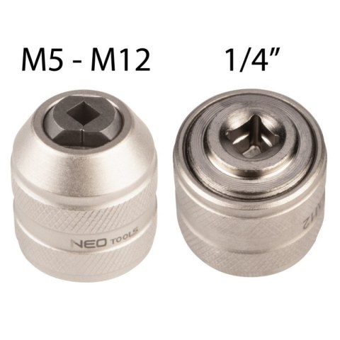 Uchwyt do gwintownika 1/4 M5-M12 Adapter do gwintowników 1/4 M5-M12 12-905 NEO TOOLS Uchwyt do gwintownika 1/4 M5-M12 Adapter do gwintowników 1/4 M5-M12 12-905 NEO TOOLS