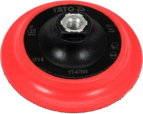TARCZA UCHWYT MOCUJĄCY Z RZEPEM DO SZLIFIERKA KĄTOWA PAD POLERSKI M14 125mm TARCZA UCHWYT MOCUJĄCY Z RZEPEM DO SZLIFIERKA KĄTOWA PAD POLERSKI M14 125mm
