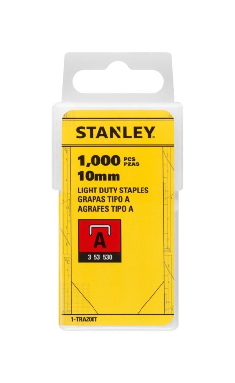 Zszywki 10 mm typ A galwanizowane 1000 sztuk do zszywaczy ręcznych tapicerskich STANLEY TRA206T Zszywki 10 mm typ A galwanizowane 1000 sztuk do zszywaczy ręcznych tapicerskich STANLEY TRA206T