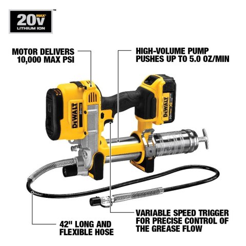 Smarownica z lampą LED Akumulatorowa 18V 1x 4.0 ah DeWALT DCGG571M1 Smarownica z lampą LED Akumulatorowa 18V 1x 4.0 ah DeWALT DCGG571M1