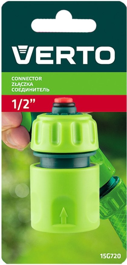 ZŁĄCZKA WODNA STOP 1/2" JEDNOMATERIAŁOWA DO WĘŻA OGRODOWA PODLEWANIE VERTO 15G721