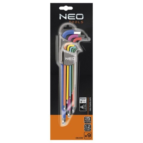 KLUCZE TORX T10-50, ZESTAW 9 SZT., KOLOROWE 09-518 NEO TOOLS KLUCZE TORX T10-50, ZESTAW 9 SZT., KOLOROWE 09-518 NEO TOOLS