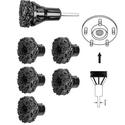 ZESTAW ŚCIERNICE SZCZOTKI DO CZYSZCZENIA PIAST KOMPLET RENOWACJA 6 ELEMENTÓW NEO TOOLS 11-135
