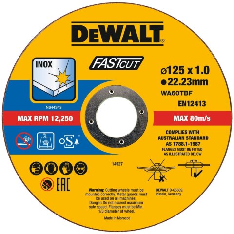 Zestaw 100 sztuk tarcz do cięcia metalu 125x1 Dewalt DT20540 Zestaw 100 sztuk tarcz do cięcia metalu 125x1 Dewalt DT20540