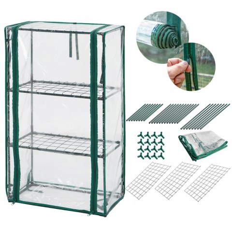 Szklarnia ogrodowa 46x24x80 cm mini tunel foliowy PVC metalowy stelaż przenośna cieplarnia NEO TOOLS 15-910 Szklarnia ogrodowa 46x24x80 cm mini tunel foliowy PVC metalowy stelaż przenośna cieplarnia NEO TOOLS 15-910
