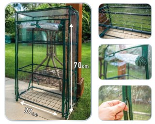Szklarnia ogrodowa 46x24x80 cm mini tunel foliowy PVC metalowy stelaż przenośna cieplarnia NEO TOOLS 15-910