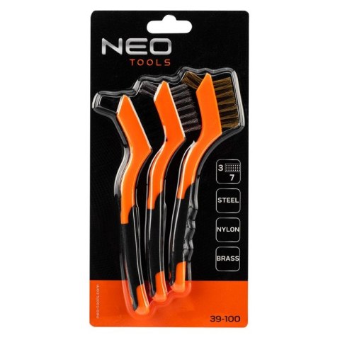 SZCZOTKI DRUCIANE ZESTAW 3 SZT, 3X7 RZĘDÓW 39-100 Neo Tools SZCZOTKI DRUCIANE ZESTAW 3 SZT, 3X7 RZĘDÓW 39-100 Neo Tools