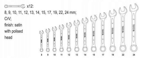 YT-0362 KLUCZE PŁASKO-OCZKOWE 8-24 12SZT YATO YT-0362 KLUCZE PŁASKO-OCZKOWE 8-24 12SZT YATO