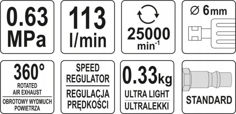 YT-09633 SZLIFIERKA PNEUMATYCZNA PROSTA KOMPOZYT YATO YT-09633 SZLIFIERKA PNEUMATYCZNA PROSTA KOMPOZYT YATO