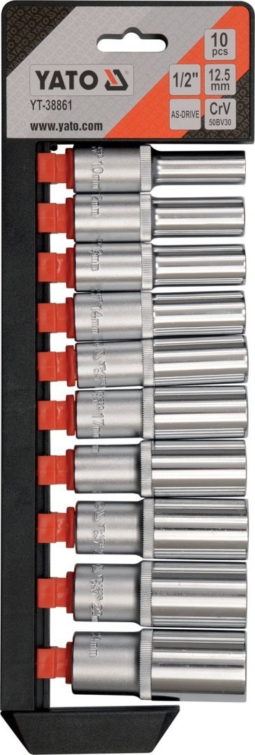 YT-38861 ZESTAW NASADEK DŁUGICH 1/2", 10CZ. YATO
