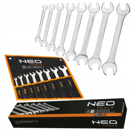 Zestaw 8 Dwustronnych Kluczy Płaskich 6-22 mm Narzędzia Ręczne do Warsztatu NEO TOOLS 09-851
