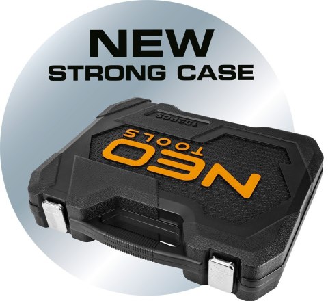 Zestaw 110 sztuk kluczy nasadowych 1/4". 1/2" CRV solidny precyzyjny komplet narzędzi w walizce NEO TOOLS 10-066
