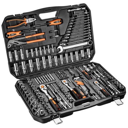 KLUCZE NASADOWE 1/2". 3/8" . 1/4". ZESTAW WARSZTATOWY NARZĘDZI 233 SZTUK NEO TOOLS 10-078