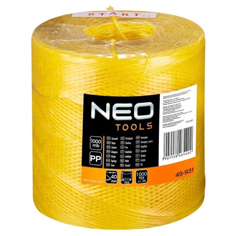49-931 SZNUREK POLIPROPYLENOWY 1000 M NEO TOOLS 49-931 SZNUREK POLIPROPYLENOWY 1000 M NEO TOOLS