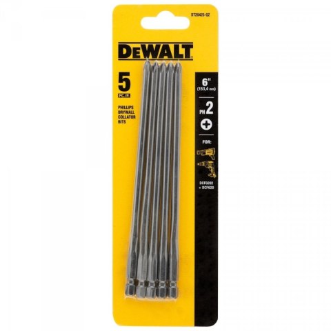 Bity PH2 153mm – zestaw 5sztuk długie końcówki wkrętakowe DeWalt DT20425-QZ