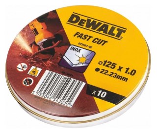 Tarcza tnąca 10 szt. do metalu ściernica 125 mm wytrzymała szybkie cięcie DeWalt DT3507-QZ