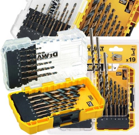 Zestaw wierteł HSS-G 19 sztuk 1-10 mm w skrzynce ToughCase – Wiertła do metalu Black & Gold DeWALT DT70728-QZ