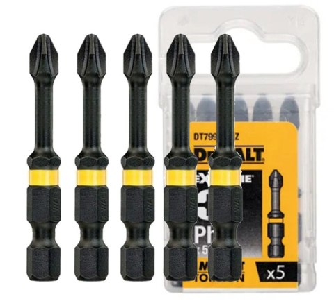 Zestaw 5 sztuk końcówek wkrętarskich EXTREME IMPACT Torsion PH2/50 mm DeWALT DT7998T-QZ Zestaw 5 sztuk końcówek wkrętarskich EXTREME IMPACT Torsion PH2/50 mm DeWALT DT7998T-QZ
