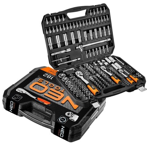 08-680 KLUCZE NASADOWE 1/2", 3/8", 1/4", ZESTAW 182 SZT. NEO TOOLS