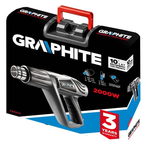 59G522 OPALARKA 2000W, ZAKRES TEMPERATUR: I: 25ºC, II: 350ºC, III: 550ºC, WALIZKA GRAPHITE 59G522 OPALARKA 2000W, ZAKRES TEMPERATUR: I: 25ºC, II: 350ºC, III: 550ºC, WALIZKA GRAPHITE