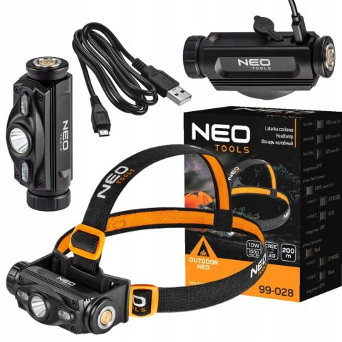 99-028 LATARKA CZOŁOWA AKUMULATOROWA USB 1000 LM CZERWONY/NIEBIESKI CREE LED + LED NEO TOOLS 99-028 LATARKA CZOŁOWA AKUMULATOROWA USB 1000 LM CZERWONY/NIEBIESKI CREE LED + LED NEO TOOLS