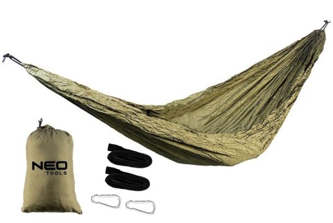 MOCNY HAMAK 200KG OGRODOWY BIWAKOWY SURVIVALOWY SURVIVAL TURYSTYCZNY 330 X 140 OUTDOOR NEO TOOLS 63-124