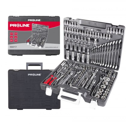 ZESTAW KLUCZY NARZĘDZI NASADOWYCH KOMPLET DO WARSZTATU 217 ELEMENTÓW PROLINE 58217