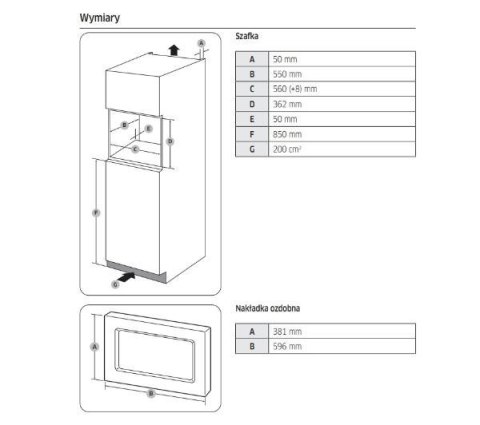 Samsung MG23A7013CB, Kuchenka mikrofalowa do zabudowy z grillem, 23 l Samsung MG23A7013CB, Kuchenka mikrofalowa do zabudowy z grillem, 23 l