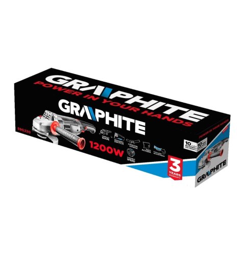 59G220 SZLIFIERKA KĄTOWA 1200W, TARCZA 125 X 22.2 MM OBROTY 3000-11000 MIN⁻¹ GRAPHITE 59G220 SZLIFIERKA KĄTOWA 1200W, TARCZA 125 X 22.2 MM OBROTY 3000-11000 MIN⁻¹ GRAPHITE