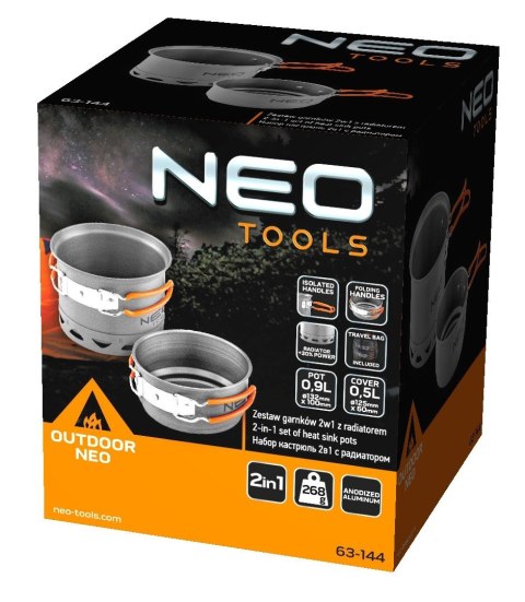 ZESTAW GARNKÓW Z POKRYWKAMI ODPORNE NA WYSOKĄ TEMPERATURE 2 W 1 Z RADIATOREM NEO TOOLS 63-144 ZESTAW GARNKÓW Z POKRYWKAMI ODPORNE NA WYSOKĄ TEMPERATURE 2 W 1 Z RADIATOREM NEO TOOLS 63-144