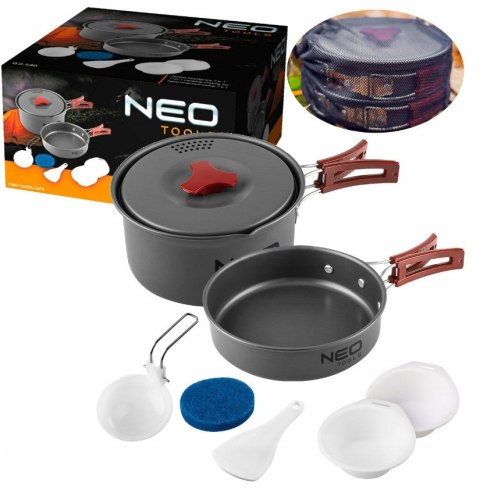 NACZYNIA ZESTAW TURYSTYCZNE NA CAMPING SURVIVALOWE BIWAKOWE OUTDOOR 7 W 1 NEO TOOLS 63-146