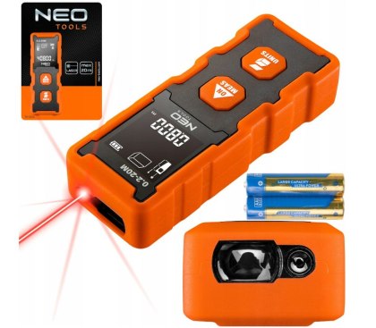 DALMIERZ LASEROWY MIARA MIERNIK ODLEGŁOŚCI 20 m CYFROWY BATERIE GRATIS NEO TOOLS 75-202